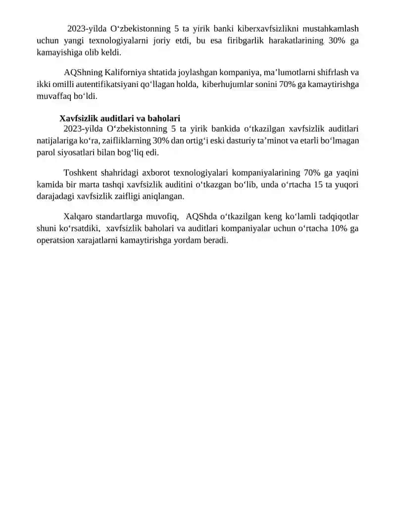 Xavfsizlik va texnologiya turlari va ta’sir darajasini minimallashtirish usullari 4