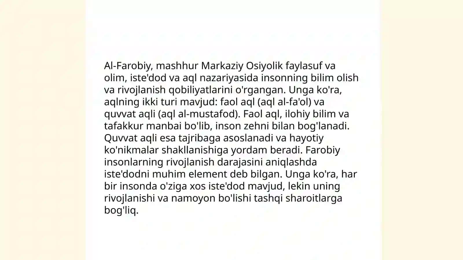 Sharq mutafakkirlarining (Farobiy, Beruniy, Ibn Sino, G‘azzoliy va bosh) falsafiy qarashlari 4