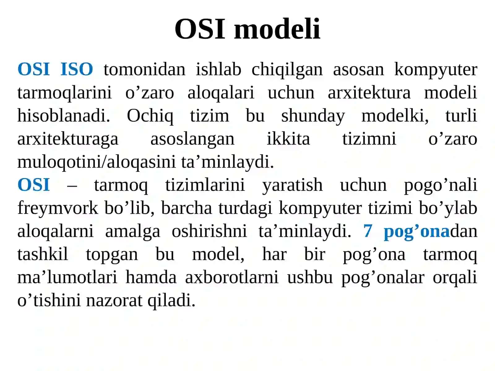 Tarmoqni dasturlashasoslari 4