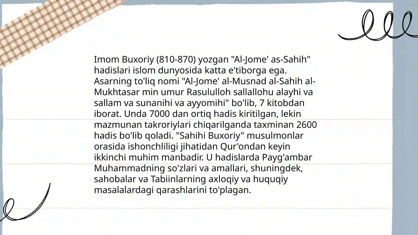 Imom Buxoriy,Ahmad Fargʻoniy va Burhoniddin Margʻinoniyning hayoti va ijodi 4