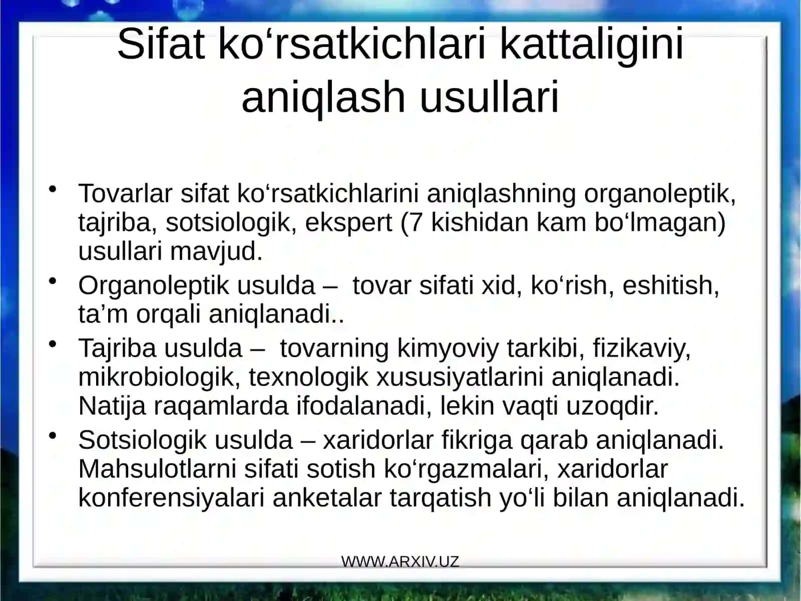 Mahsulot sifati vauni boshqarish 4