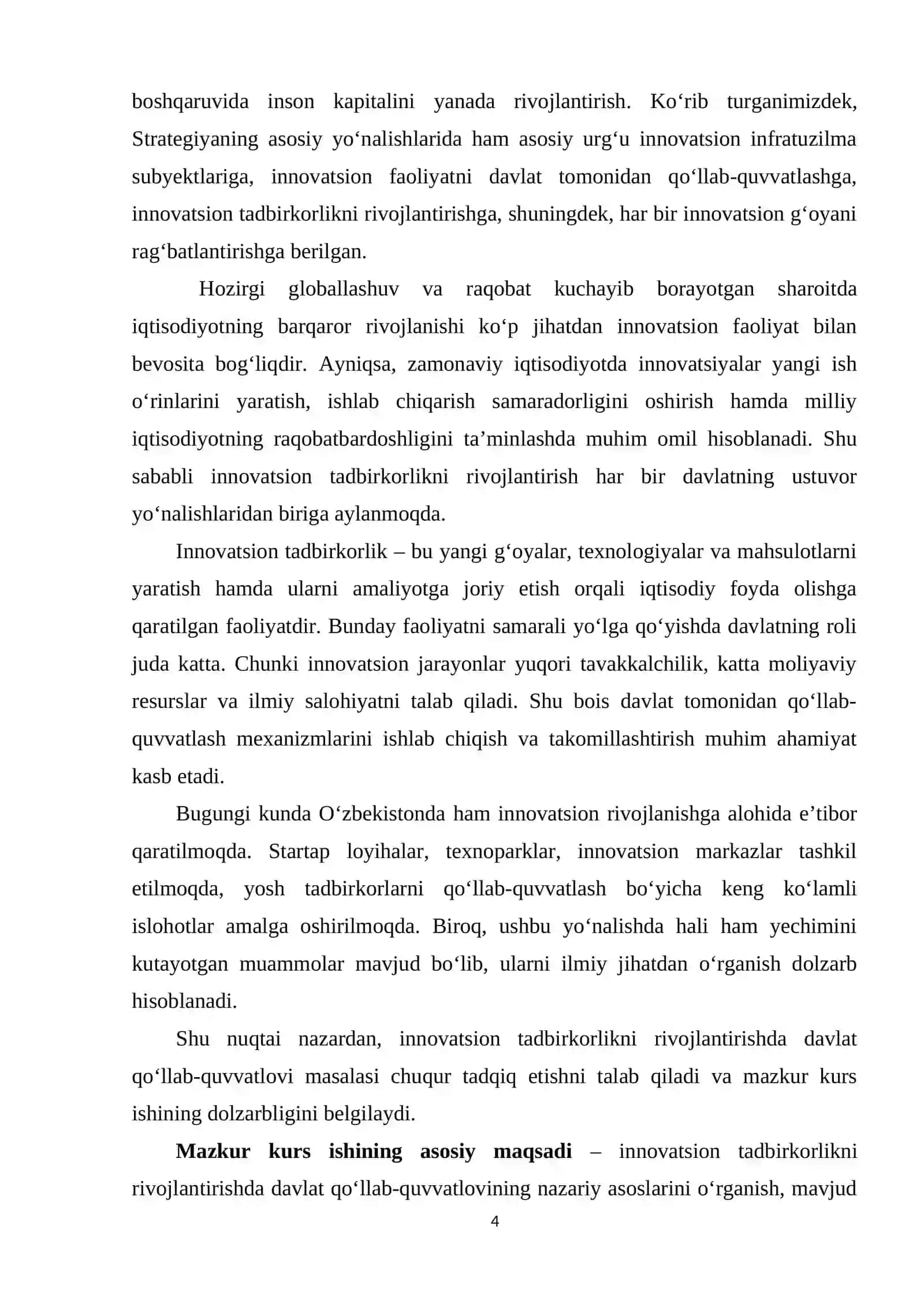INNOVATSION IQTISODIYOT KURS ISHI 4