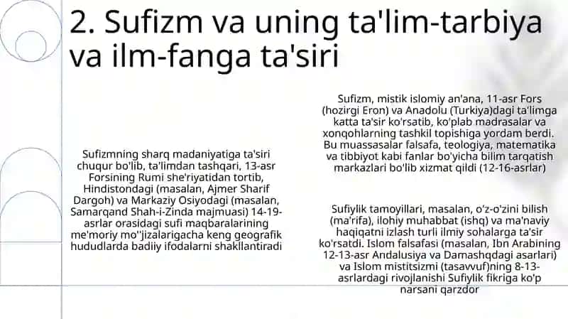 Tasavvuf taʼlimotining Sharq madaniyatiga taʼsiri 4