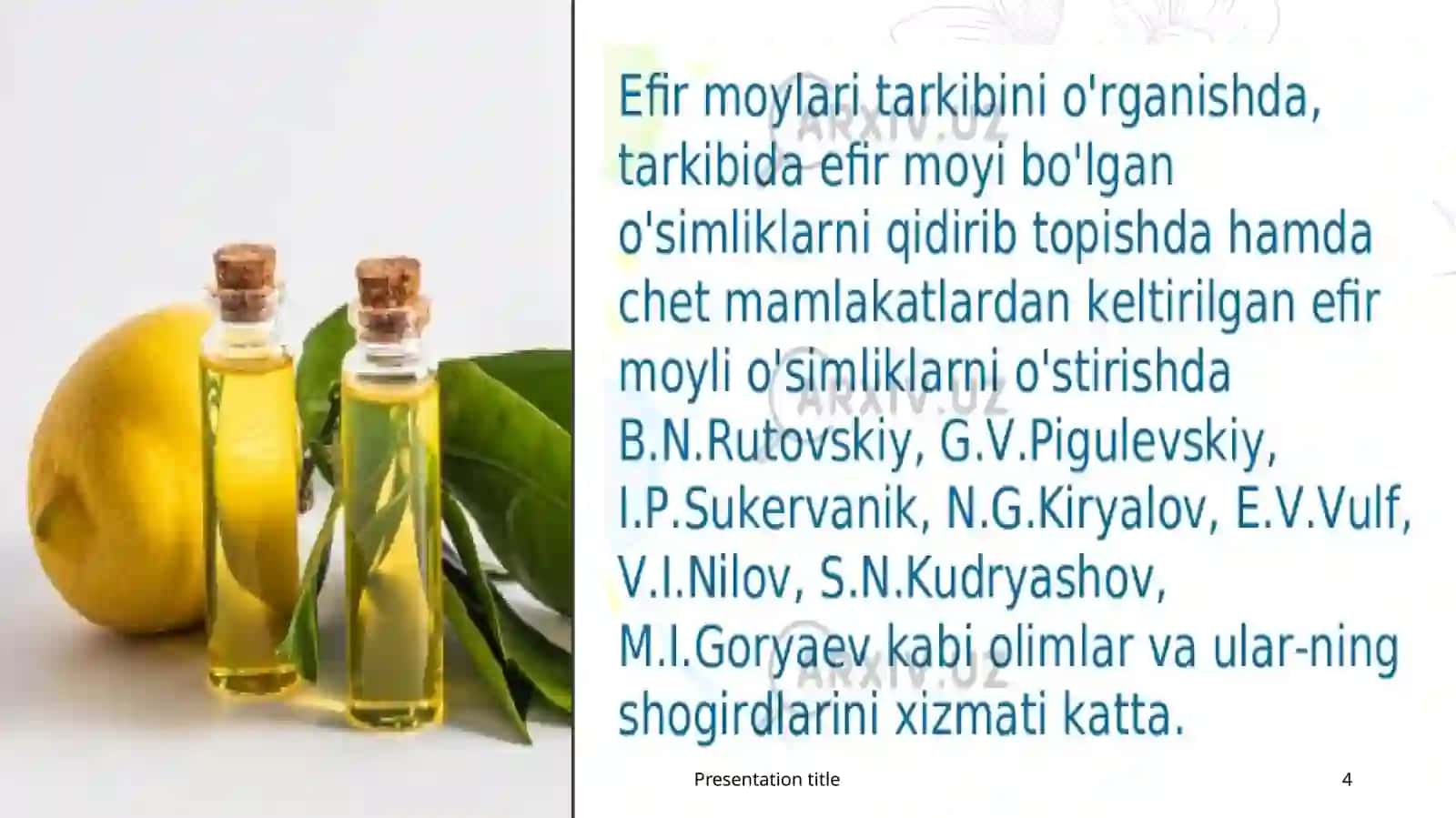 Efir moylari va suv bug’i haydash 4