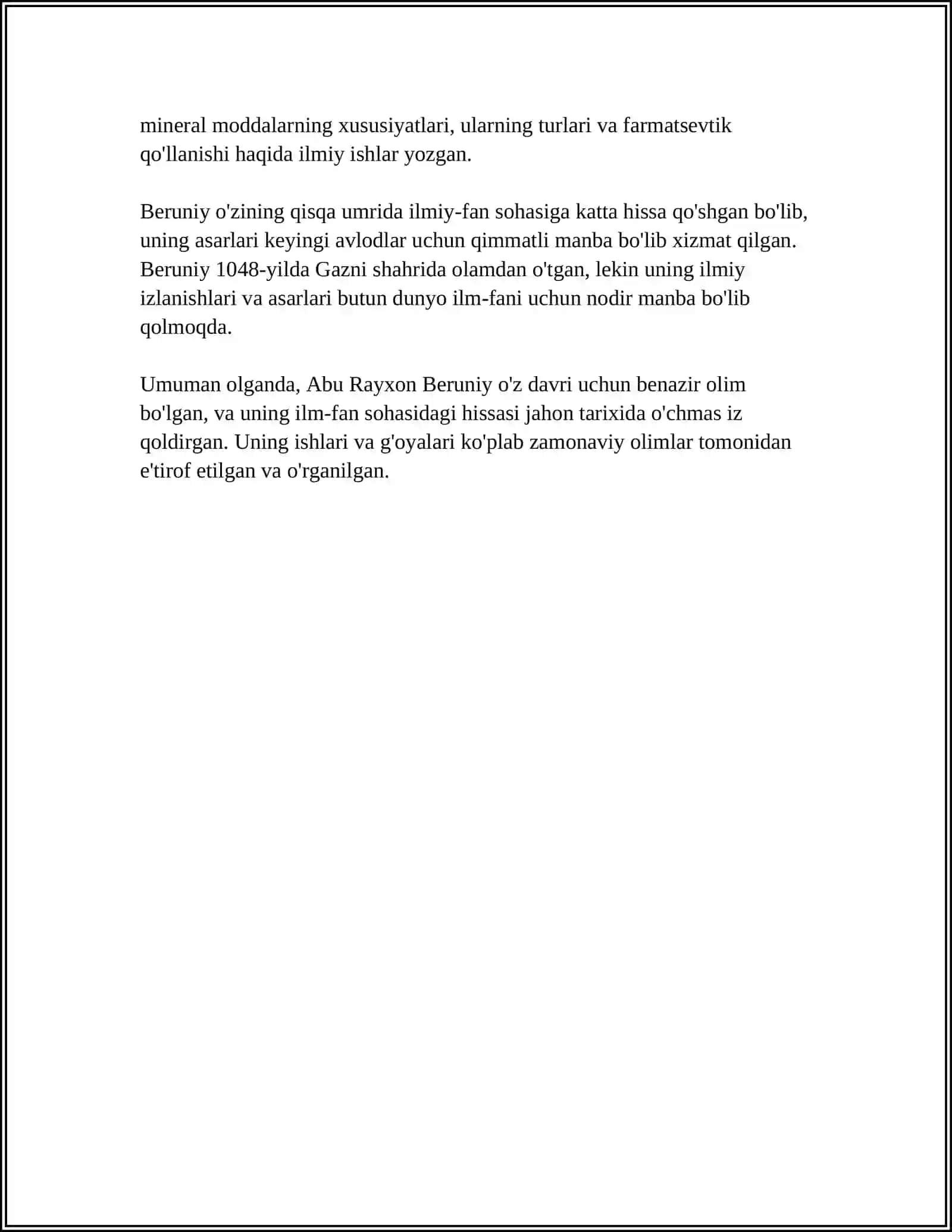 Abu Rayxon Beruniyning Jahon Ilm-Faniga Qòshgan Hissasi 4