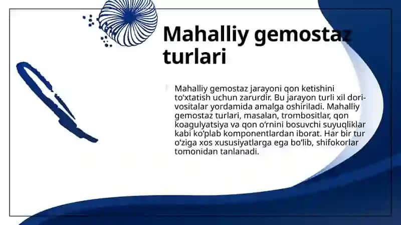 Mahalliy gemostaz uchun zamonaviy dori-vositalar.Qon o‘rnini bosuvchi suyuqliklar 4