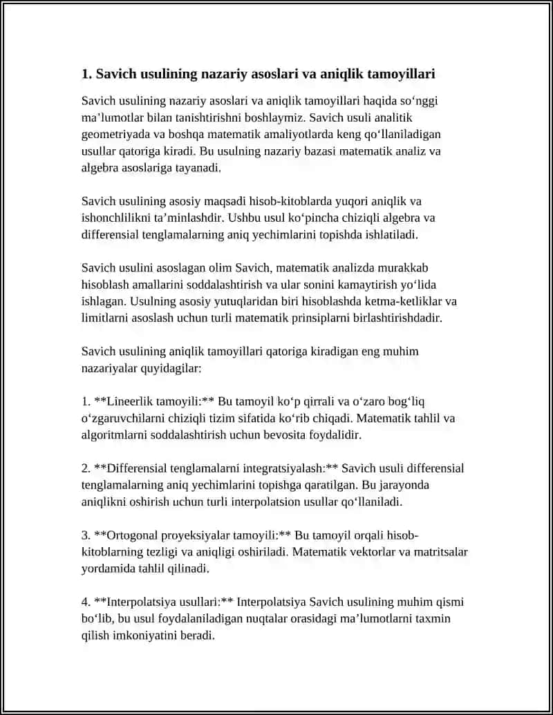 YUZALARNI SAVICH USULIDA ANIQLASH XOJALIK YER MAYDONINI BOLAKLAR USULIDA ANIQLASH BOGLANMASLIK VA CHEKLI XAO QIYMATLARINI ANIQLASH 4