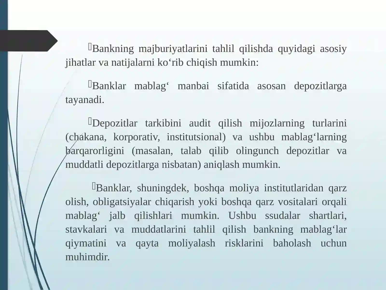 Tijorat banklari passivlari-majburiyatlari auditi 4