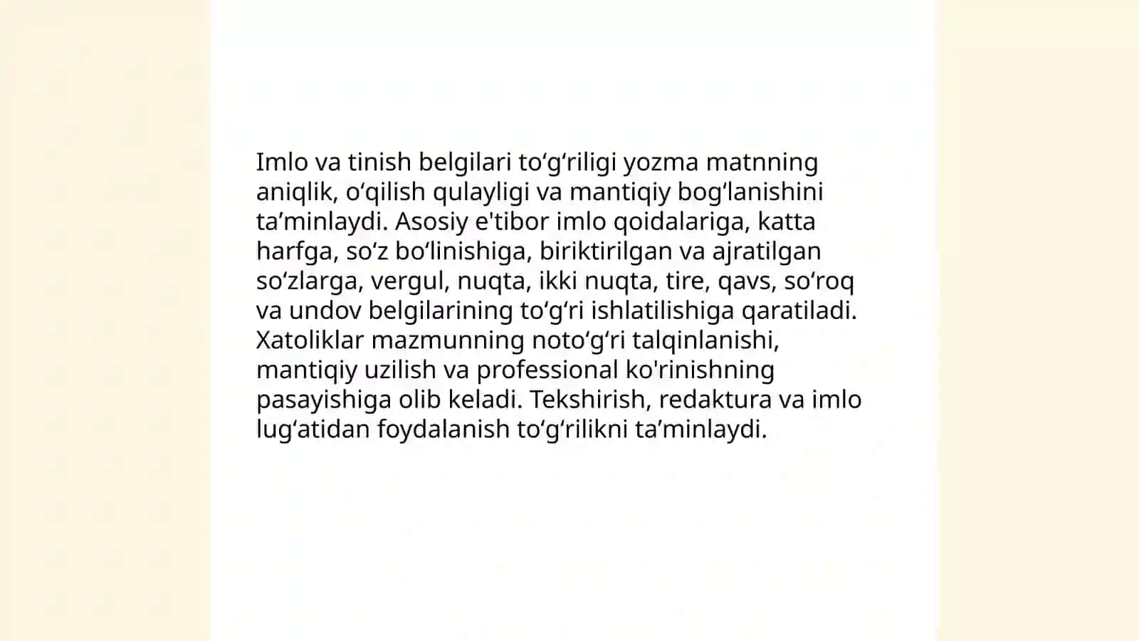Yozma matnning toʻgʻrilik, aniqlik va mantiqiylik sifati 4