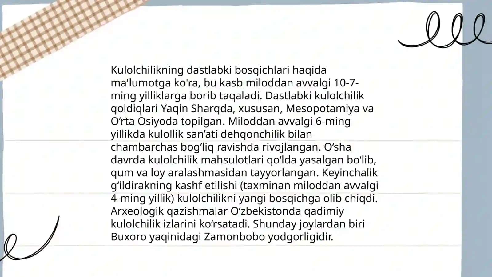 Kulolchilikning Vujudga kelishi va rivojlanish bosqichi 4