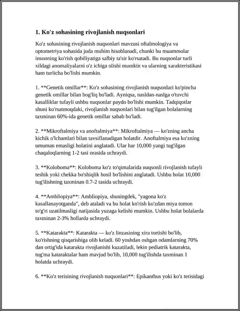 KO'Z SOHASINING RIVOJLANISH NUQSONLARI VA ULARNI OPERATSIYALARI. RINOPLASTIKA HAQIDA TUSHUNCHA 4
