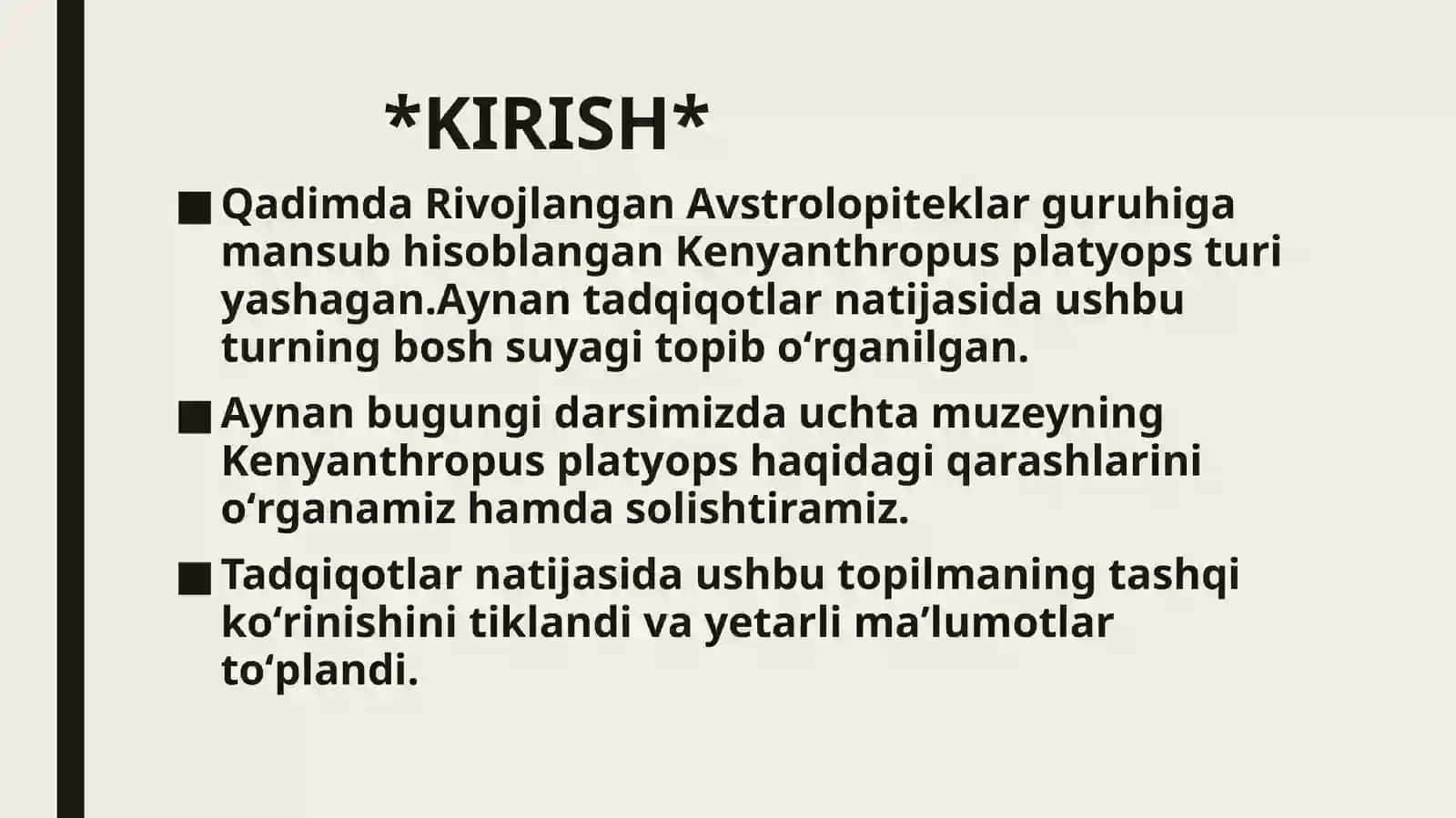 INSON EVOLYUTSIYASI Va OLD TARIX Fanidan MUSTAQIL Ishi 4