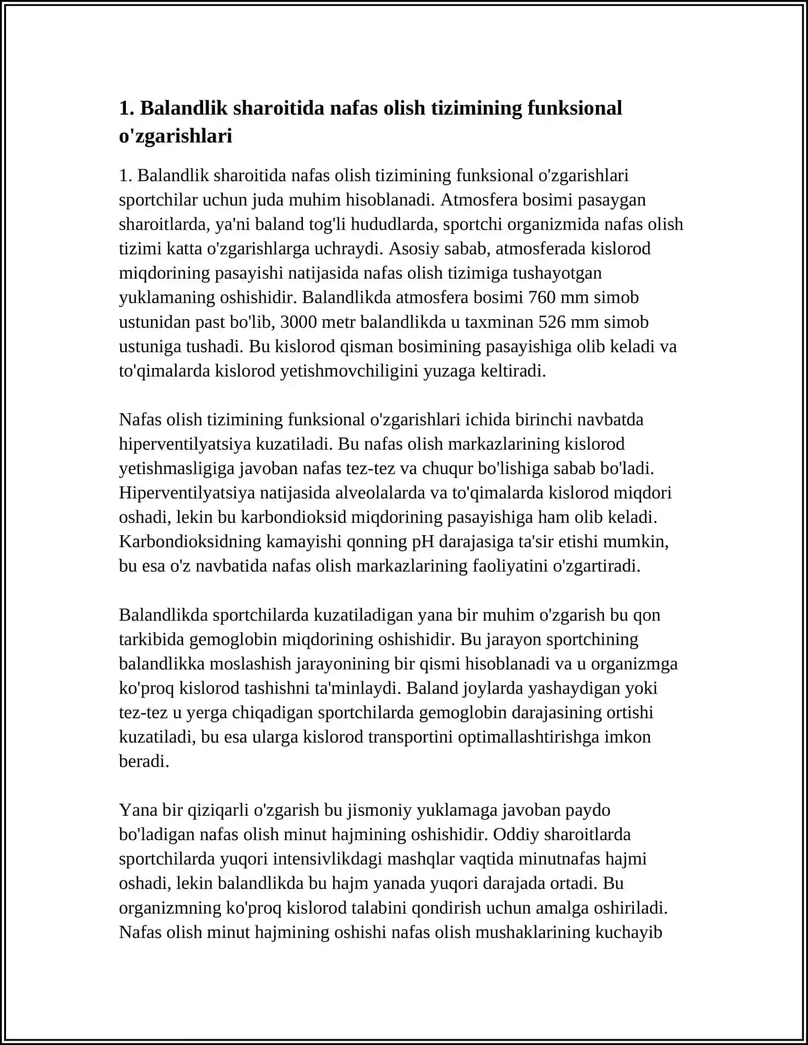 ATMOSFERA BOSIMI PAST SHAROITLARDA SPORTCHI ORGANIZIMIDA YUZAGA KELADIGAN FUNKSIONAL O’ZGARISHLAR 4