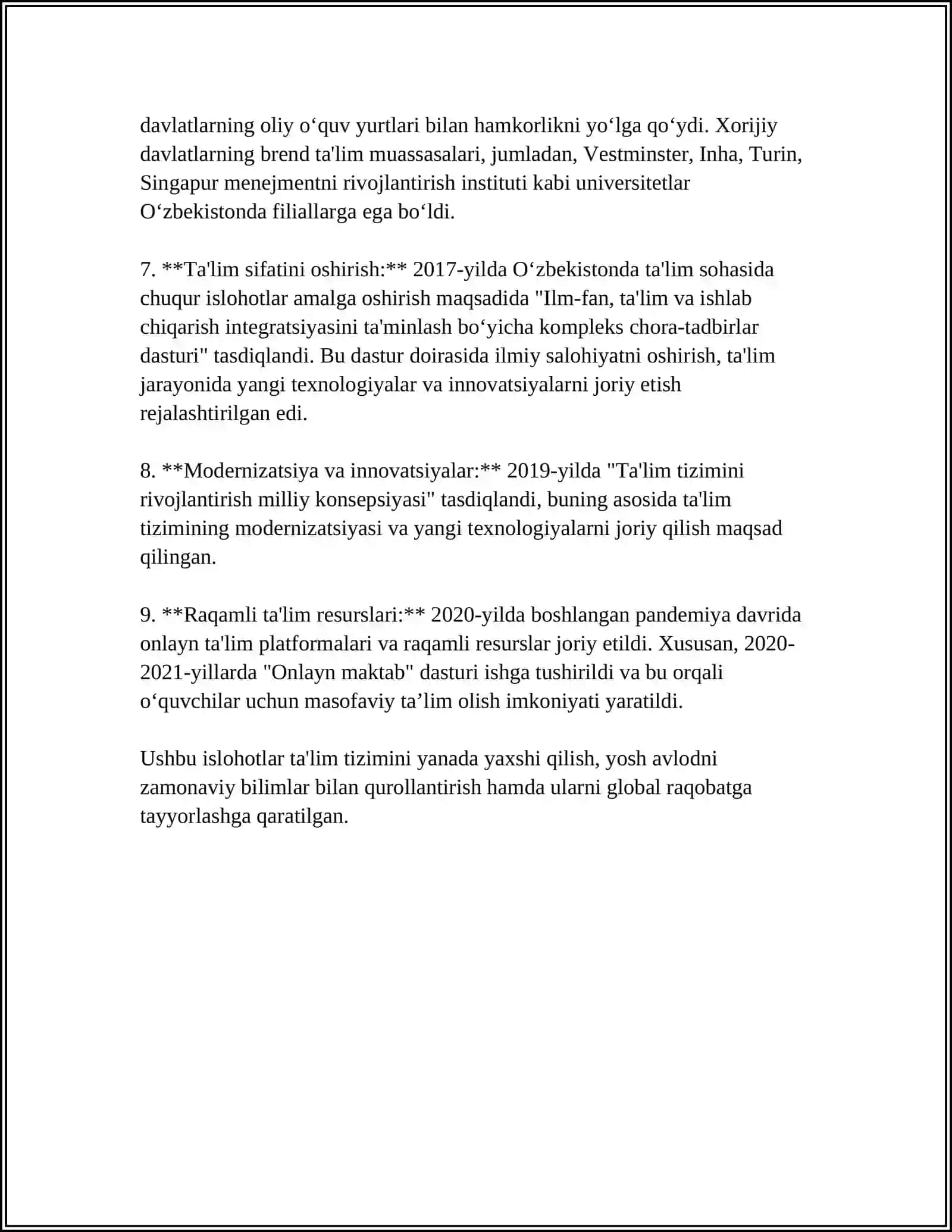 MUSTAQILLIK YILLARIDA «TA' LIM TO'G'RISIDA» QONUNNING QABUL QILINISHI 4
