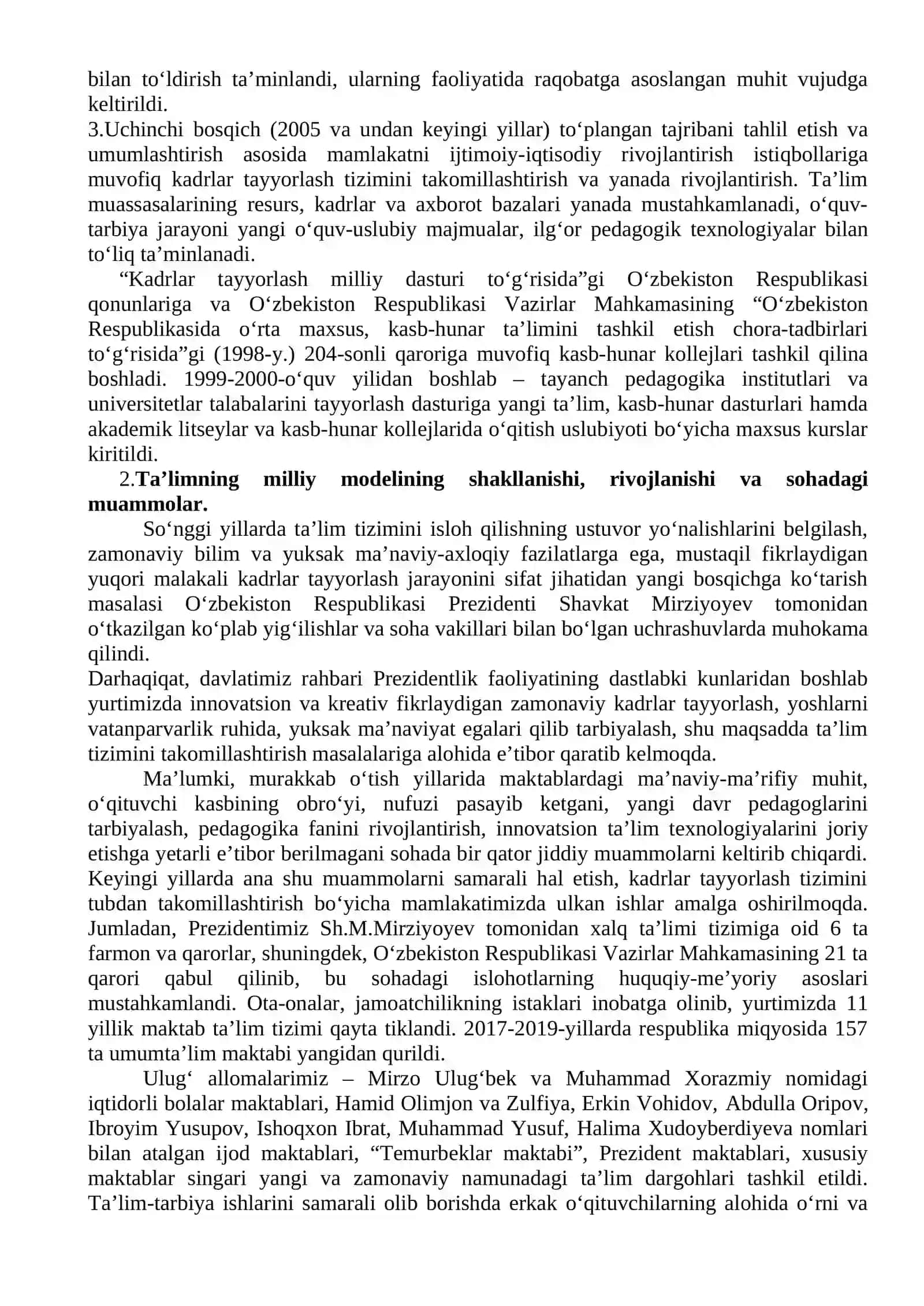 Oʻzbekiston Respublikasida Ta’lim sohasida amalga oshirilgan islohotlar 4