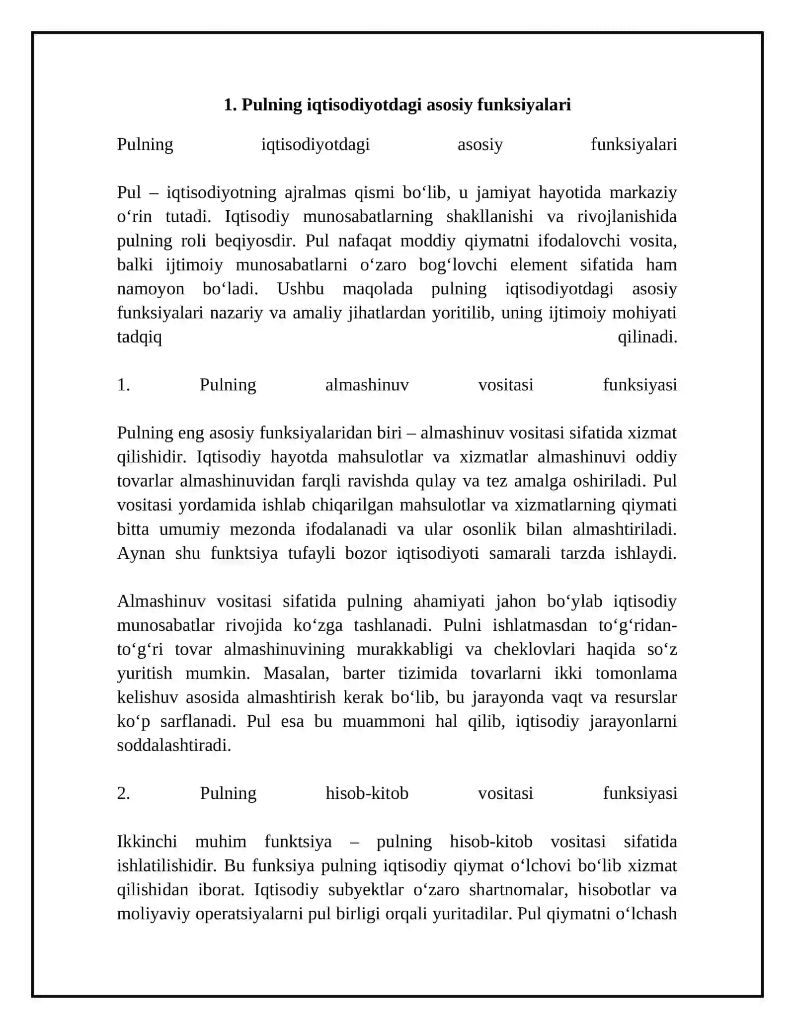 Iqtisodiyotda pulning ijtimoiy mohiyati 4