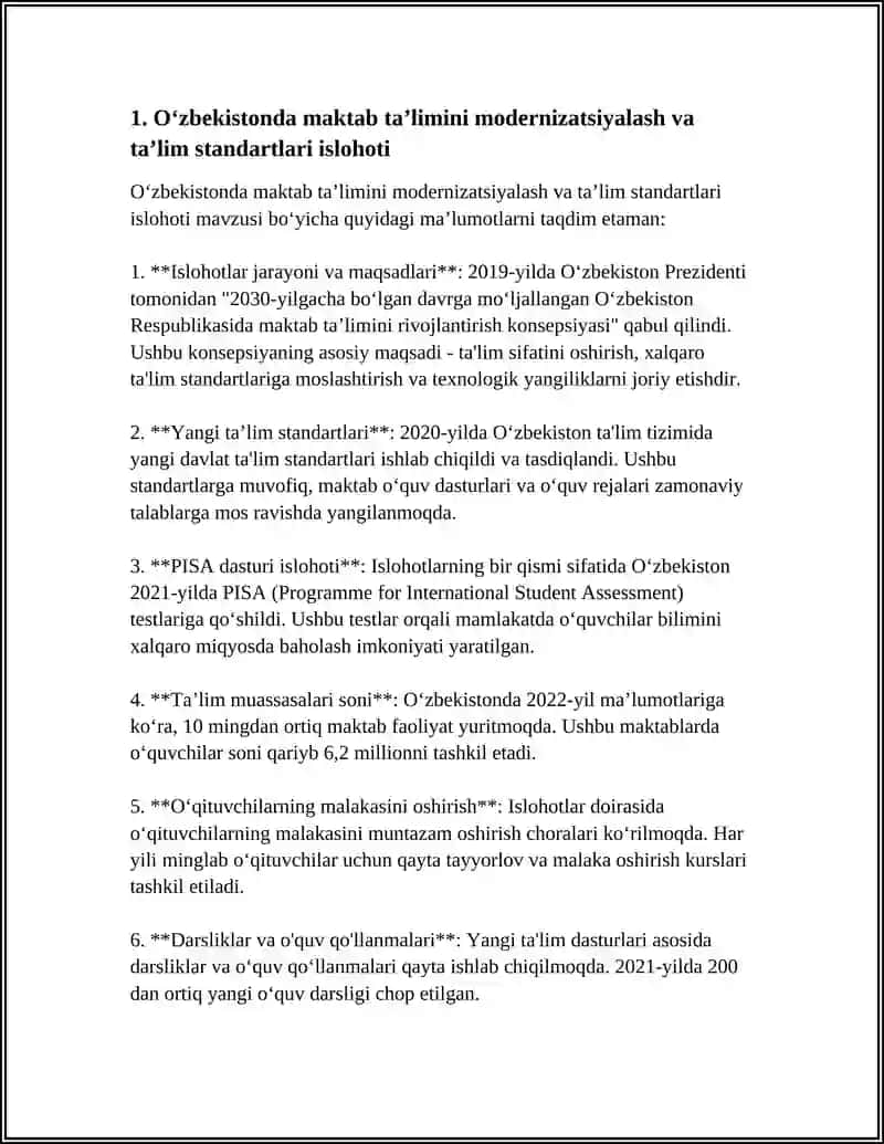 O'ZBEKISTON RESPUBLIKASIDA TA'LIM SOHASIDAGI ISLOHOTLAR 4