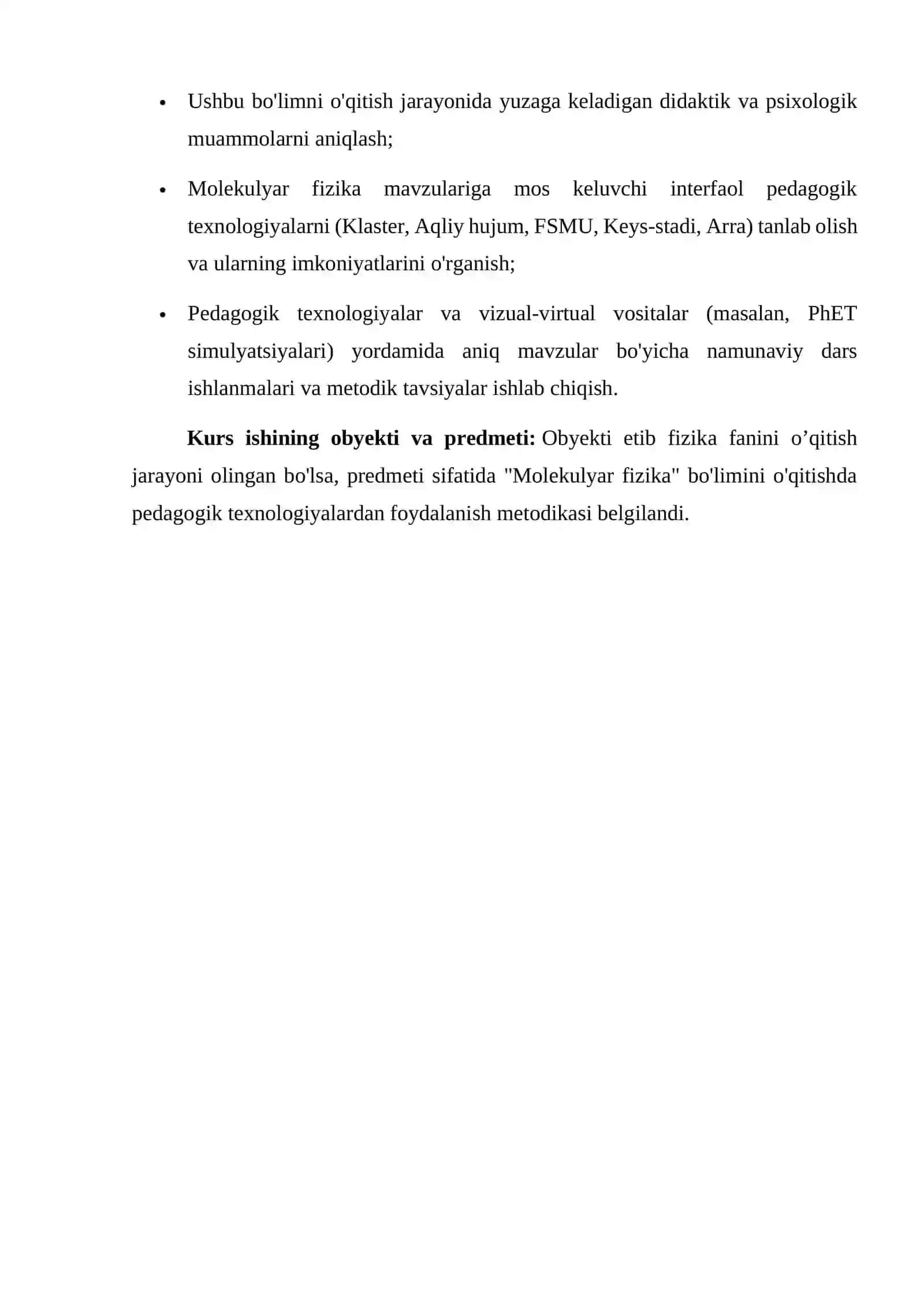 “Molekulyar fizika” bo’limiga oid mavzularni o’qitishda pedagogik texnologiyalardan foydalanish usullari 4