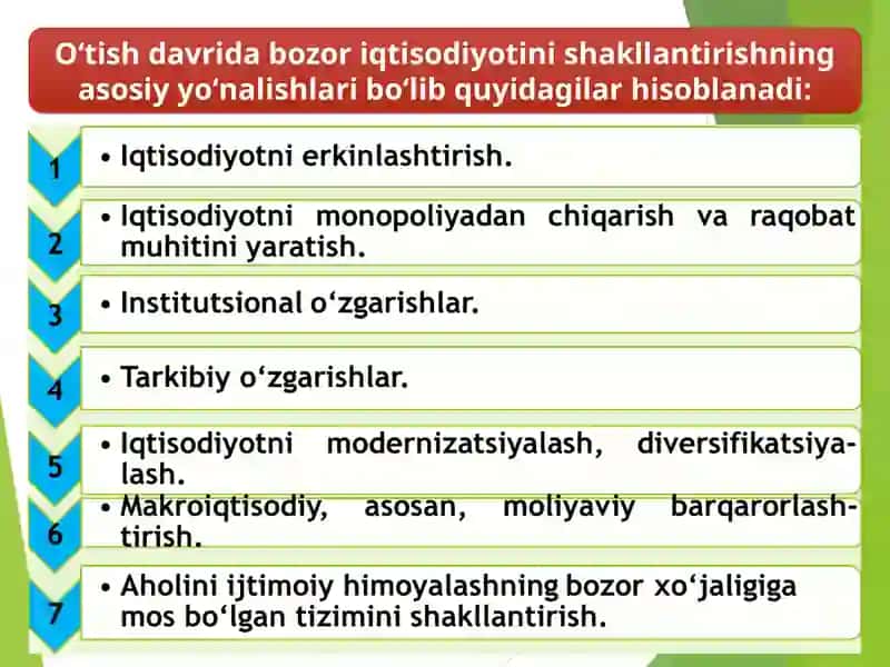 Bozor iqtisodiyotiga o‘tish davri va uning O‘zbekistondagi xususiyatlari 4
