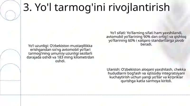 O‘Zbekiston Respublikasi Avtomobil Yo‘Llarining Mustaqillik Yillarida Rivojlanishi Va Takomillashishi 4