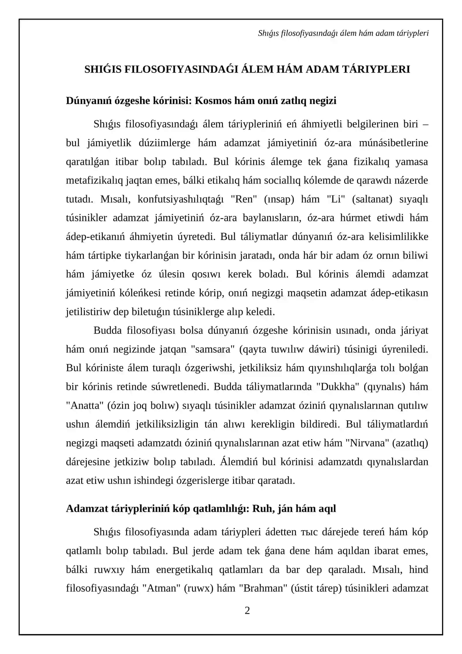 Filosofiyanıń mánisine tiyisli Shıģîs hám Batıs oyshılları táriyplerin klassifikaciyalaw 4