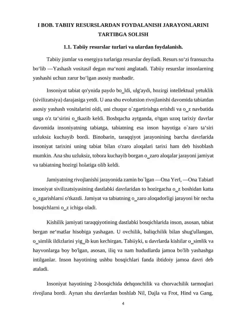TABIIY RESURSLARDAN FOYDALANISH JARAYONLARINI TARTIBLASH VA DAVLATNING EKOLOGIYA SOHASIDAGI SIYOSATI 4