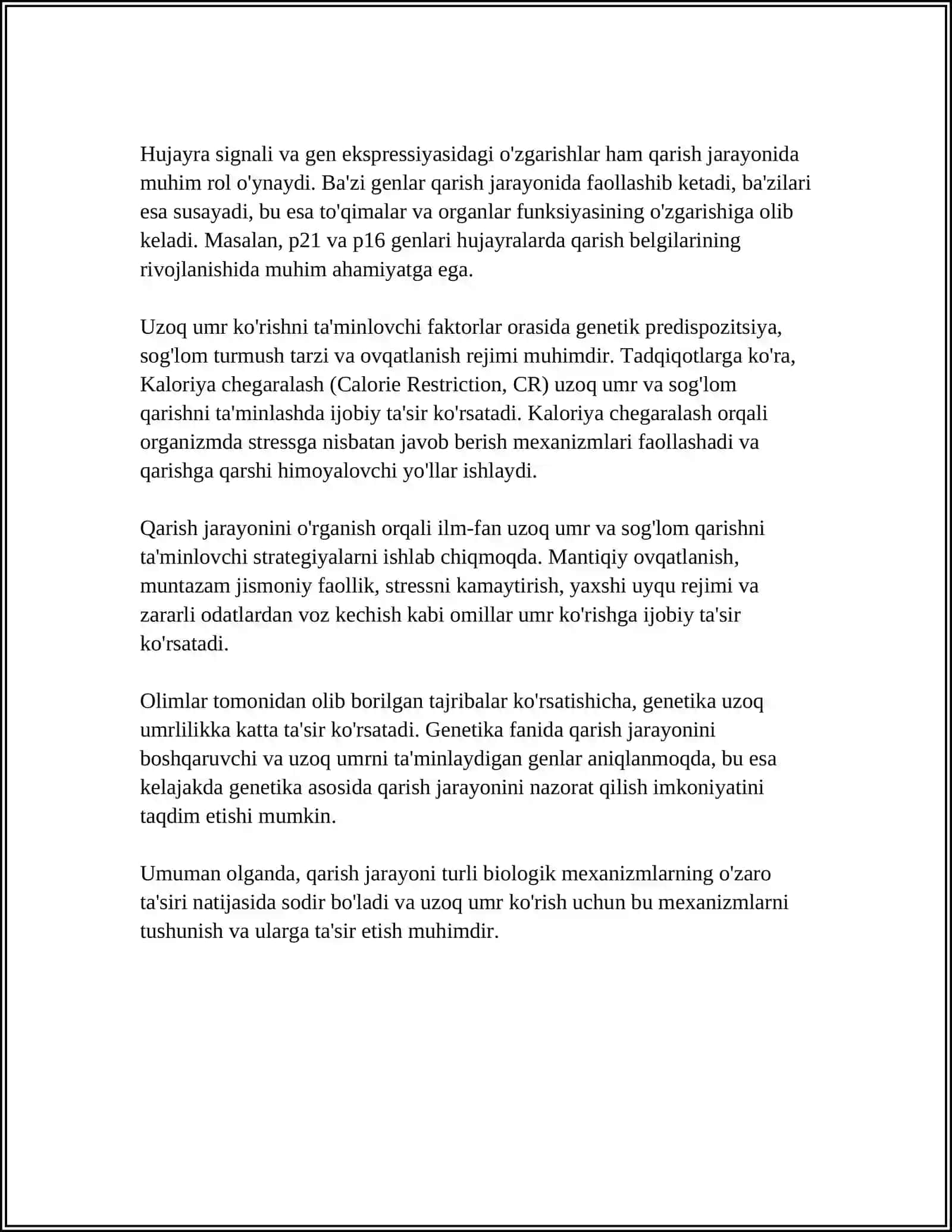 Uzoq umr ko'rish muommalari 4