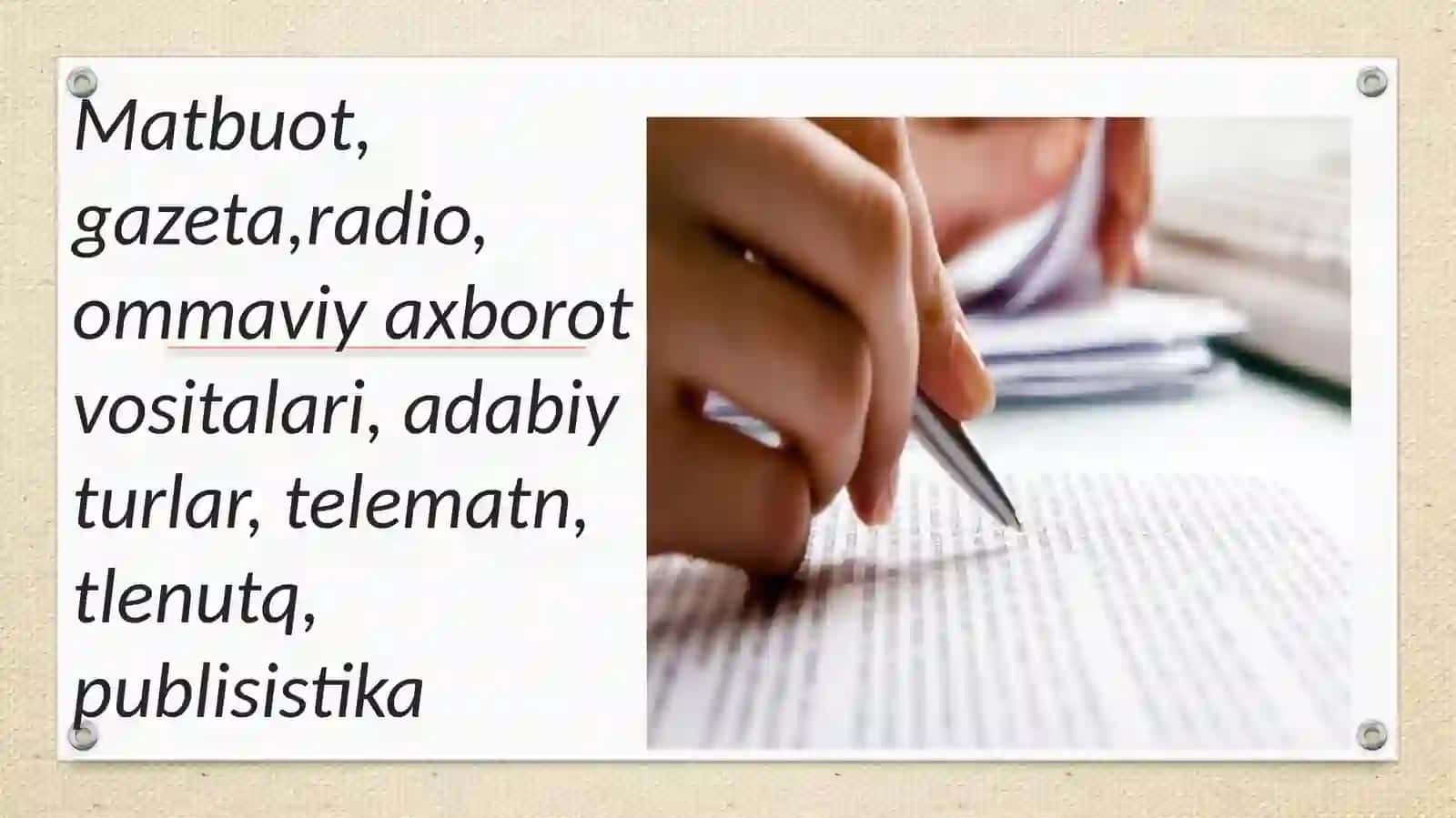 MATBUOT, RADIO YA TELEMATNLAR TAHLILI VA TAHRIRI 4