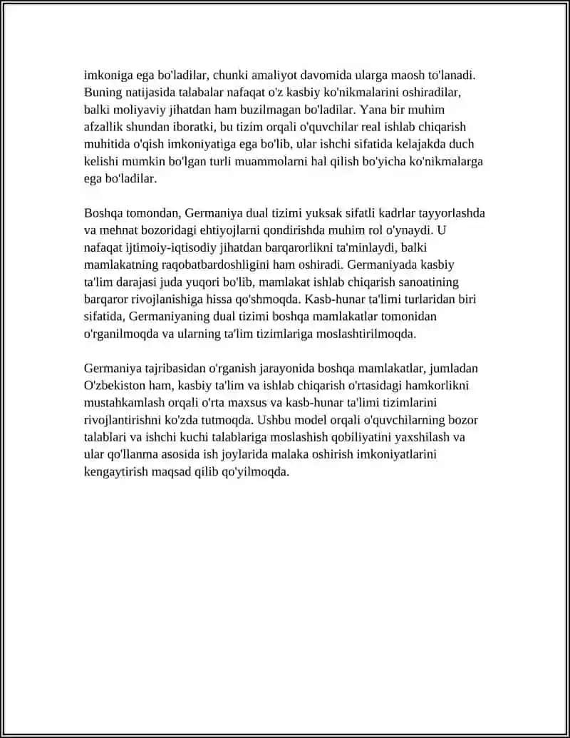 Germaniyaning dual tizimi va kasbiy ta'limda ishlab chiqarish bilan hamkorlikni o'rganish 4