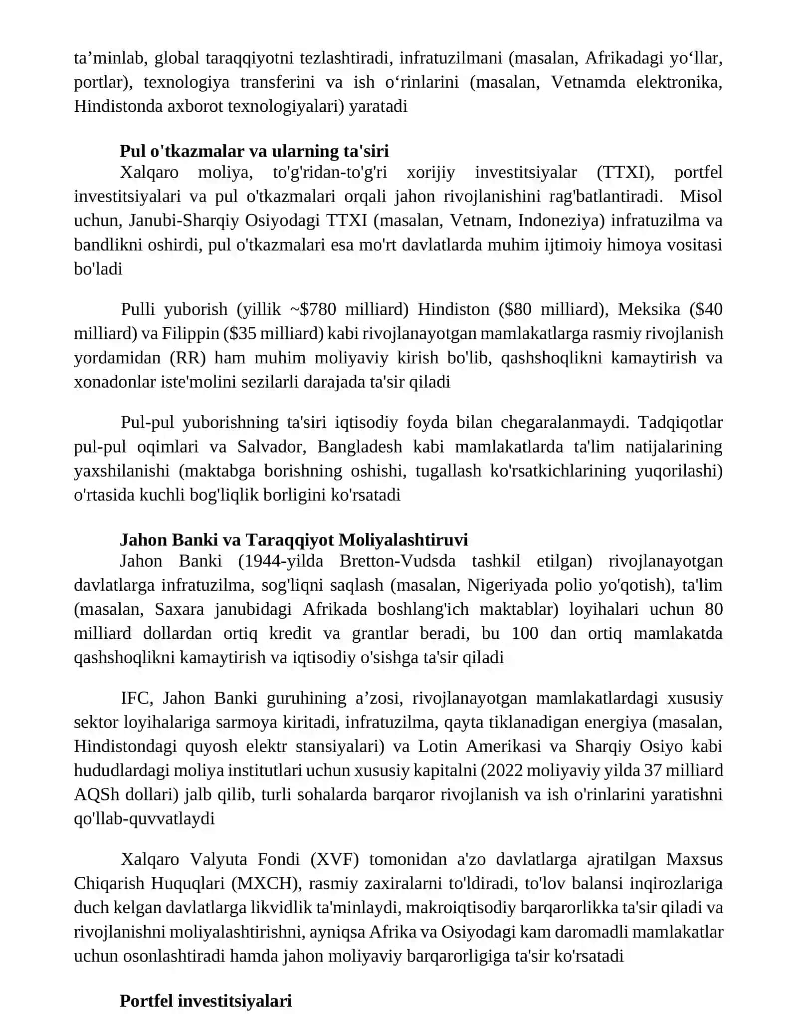 Xalqaro moliya va uning jaxon taraqqiyotida tutgan o'rni 4
