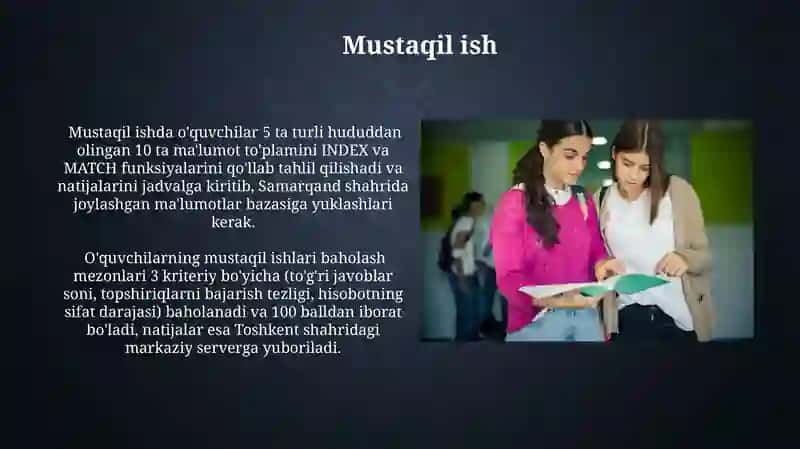 INDEX va MATCH funksiyalari 4
