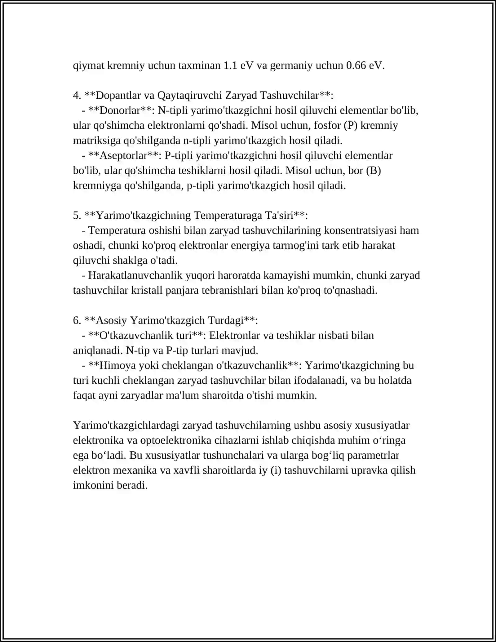 YARIMO'TKAZGICHLARDA MUVOZANATDAGI ZARYAD TASHUVCHILARNING FAZOVIY TAQSIMOTI 4