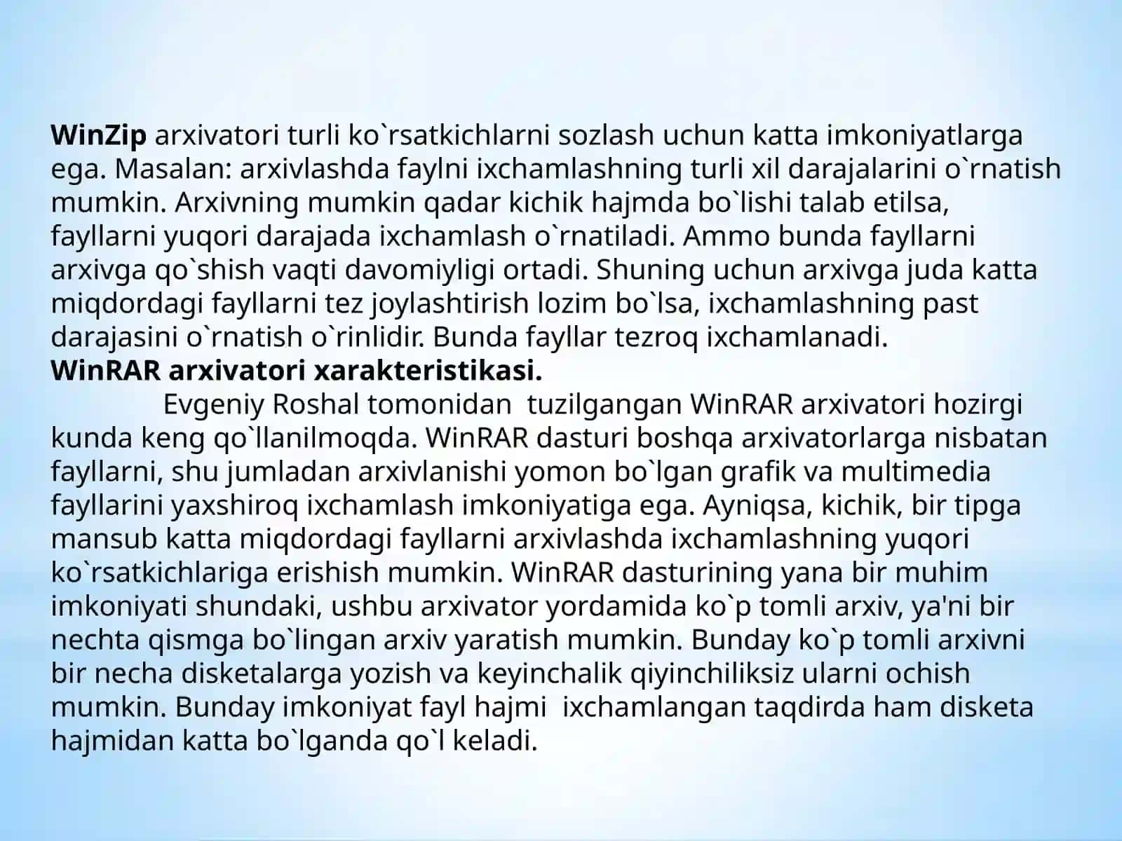Arxivtushunchasi va ular bilan ishlaydigan dasturlar 4