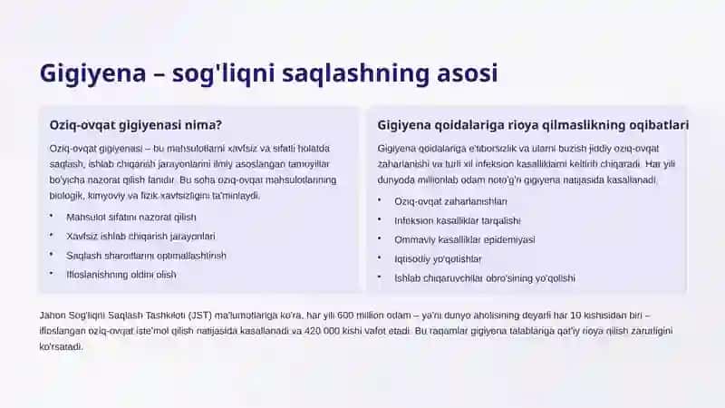 Oziq-ovqat mahsulotlariga qo'yiladigan gigiyenik talablar 4