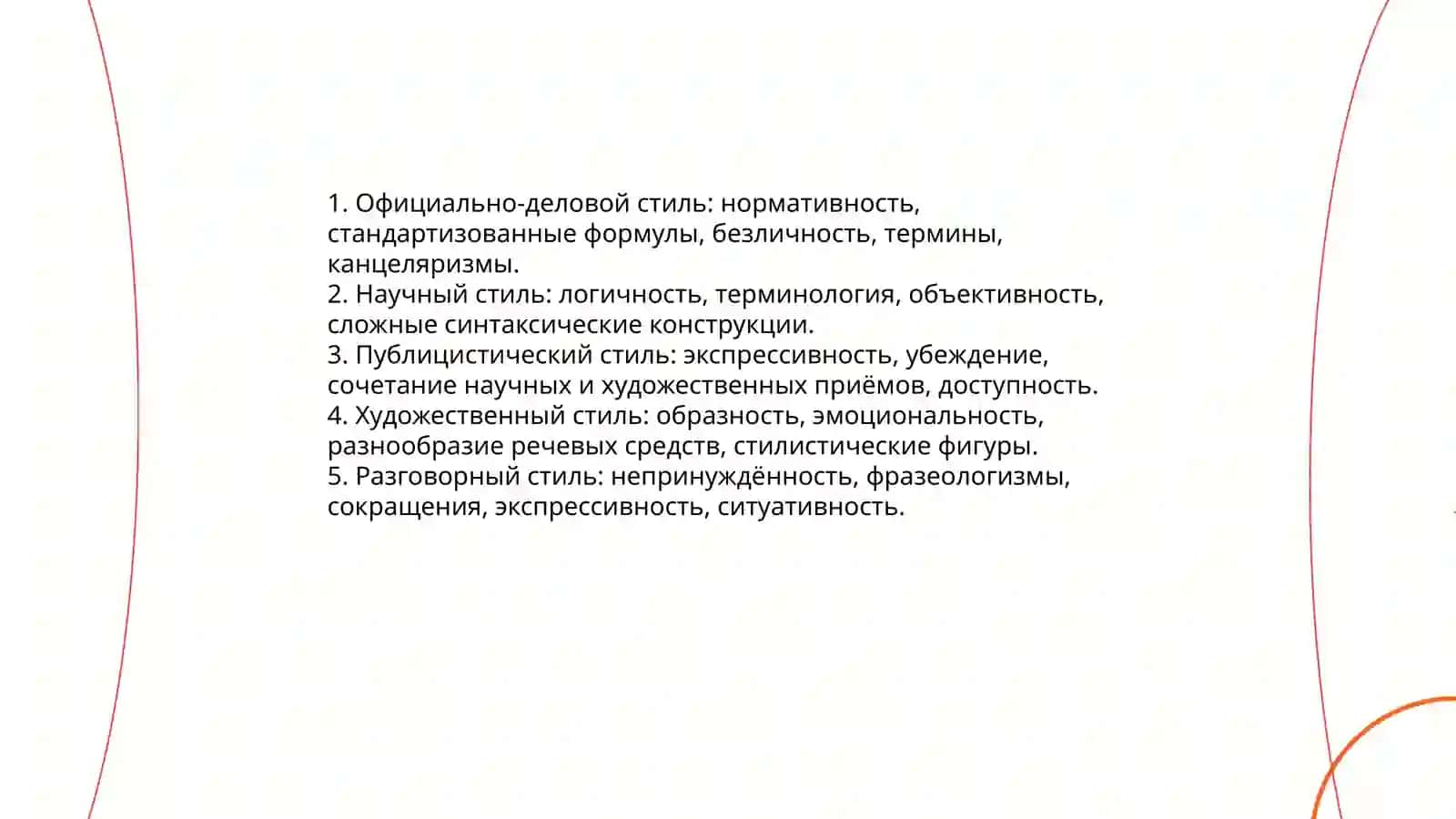 Культура речи школьного педагога. Тема: "Понятие о функциональном стиле" 4