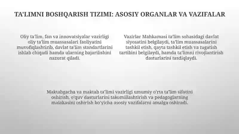 Oʼzbekistonda taʼlim tizimi va uning boshqaruvi 4