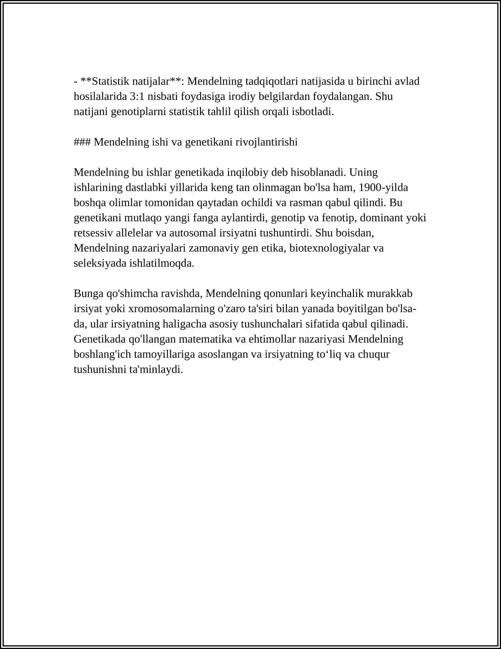 BELGILARNING IRSIYLANISH QONUNLARI. IRSIYAT QONUNLARI 4