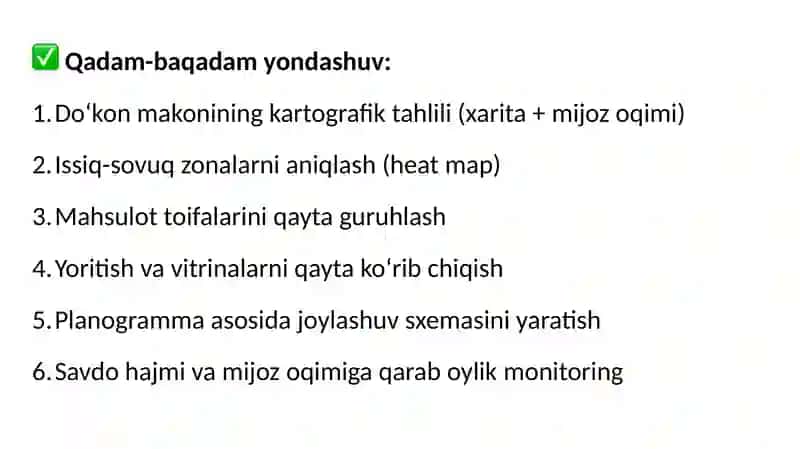 Savdo nuqtalarida savdo maydonlarini optimallashtirish strategiyalari 4