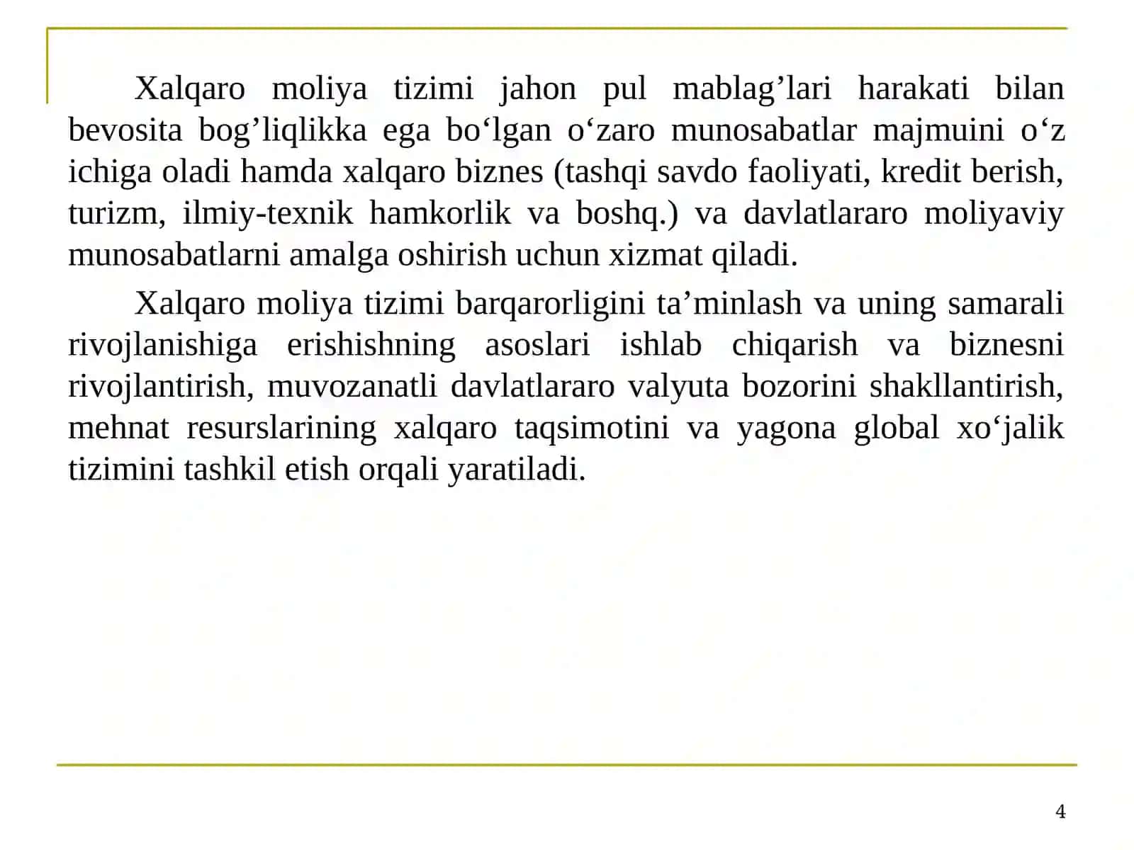 XAlqaro Moliya Tizimi 4