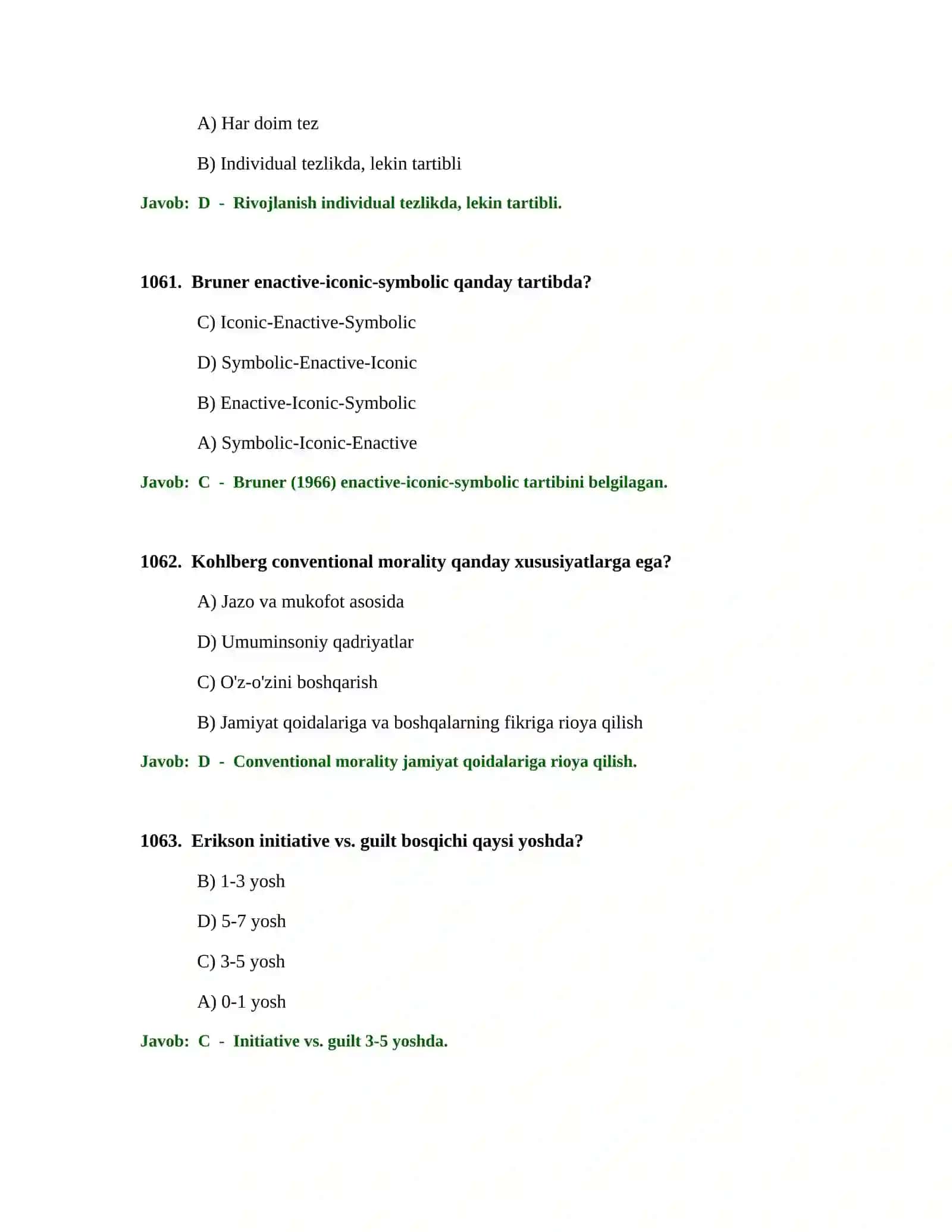BOSHLANG'ICH TA'LIM O'QITUVCHISI TEST SINOVLARI 4