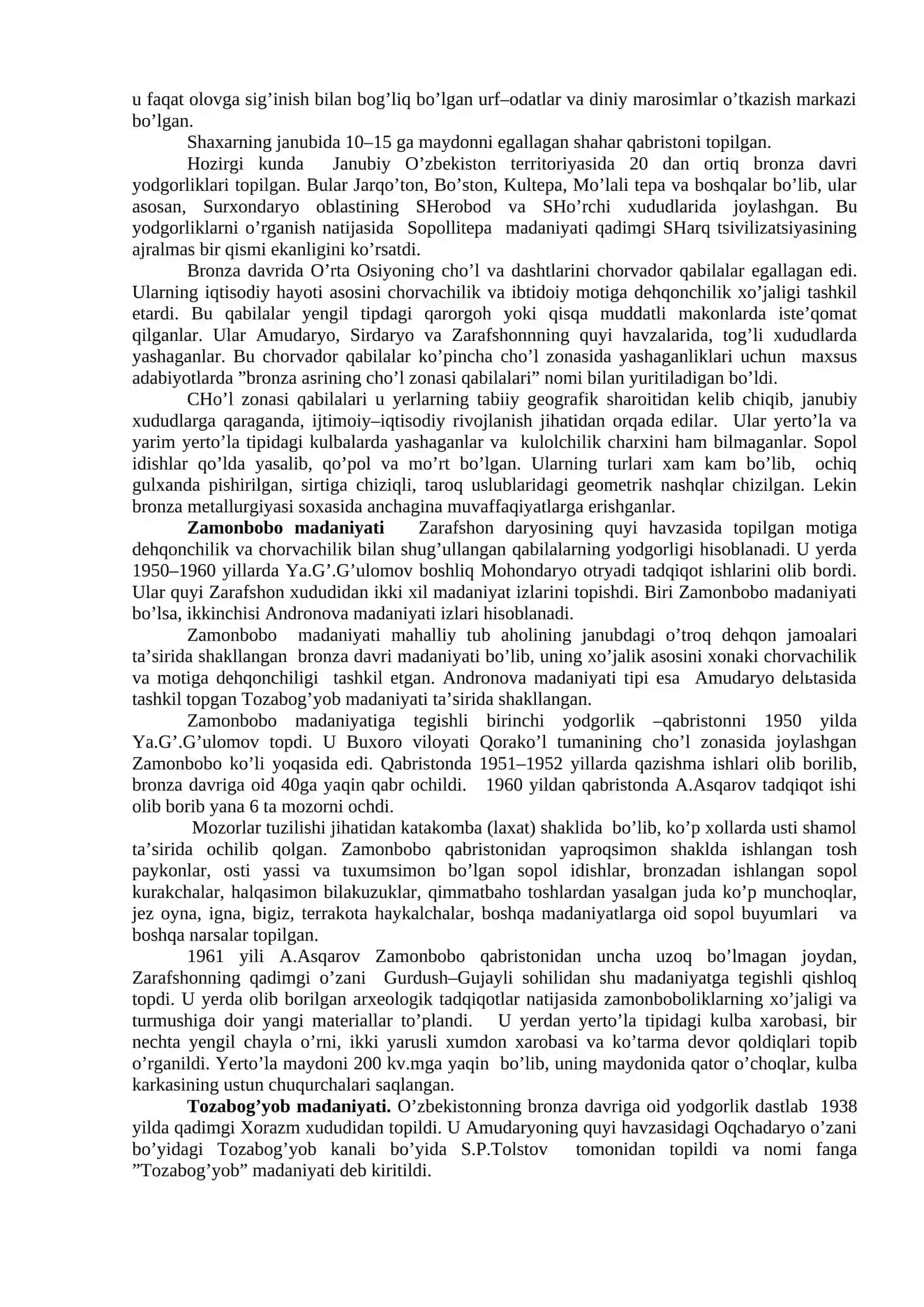 Bronza davri va uning o’rganilishi 4