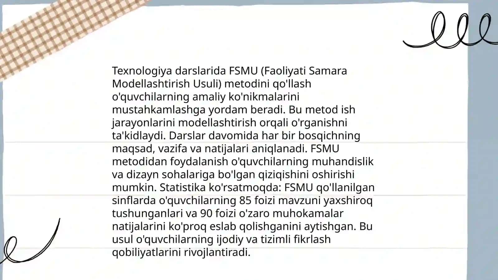 Texnologiya darslarida FSMU metodi 4