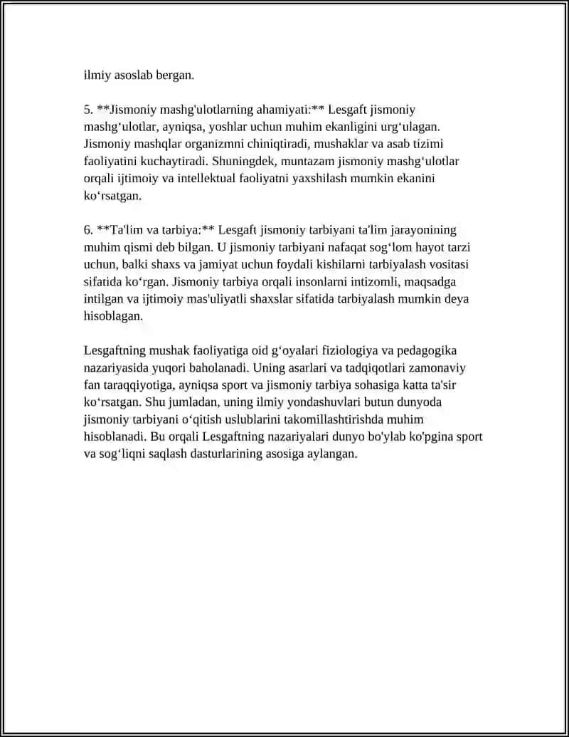 MUSHAKLARNING ISHI VA BIOMIXANIKASI.LESGAFT MUSHAKLARI TOʻGʻRISIDA TA'LIMOT 4