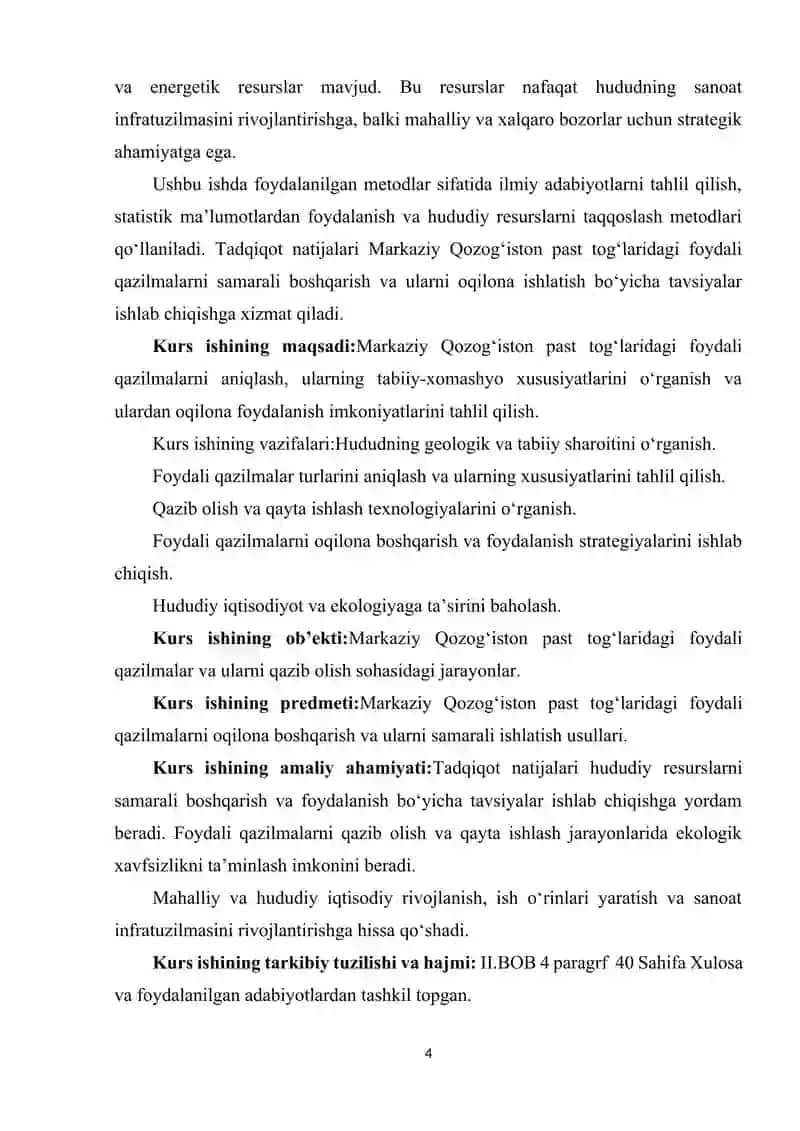 MARKAZIY QOZOG'ISTON PAST TOG'LARINING FOYDALI QAZILMALARI VA ULARDAN OQILONA FOYDALANISH 4