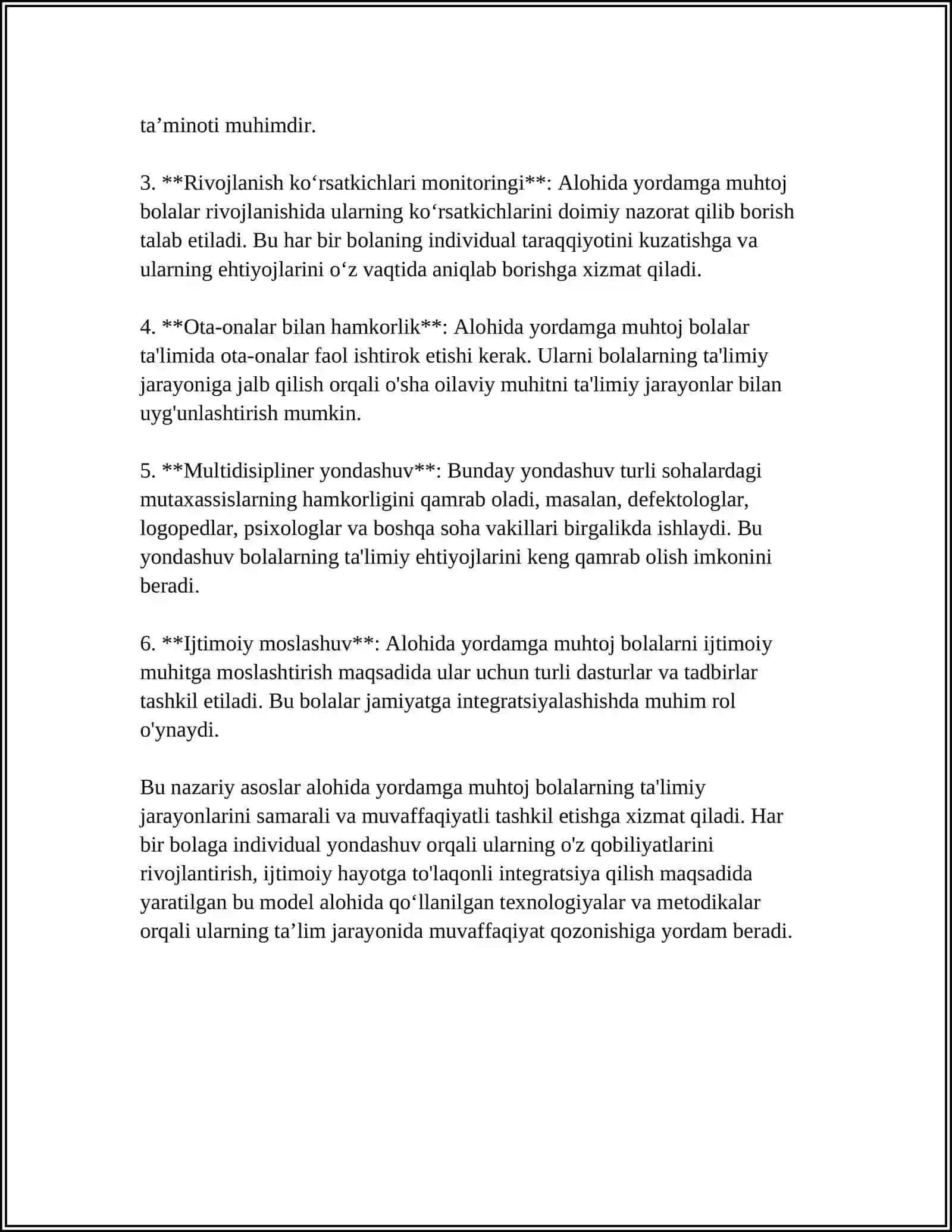 ALOHIDA YORDAMGA MUHTOJ BOLALARNING TA’LIMIY MARSHRUTI MODELI 4