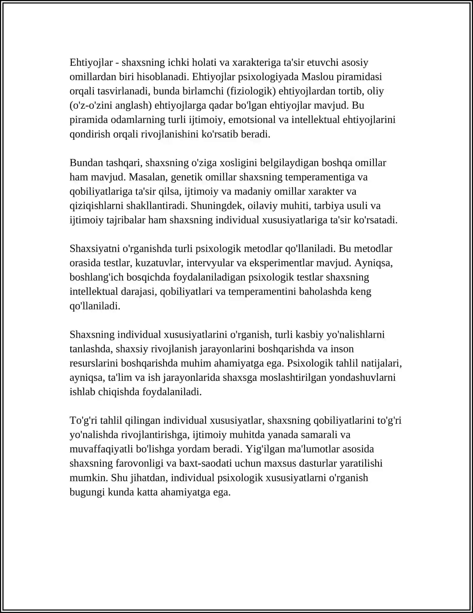 SHAXSNING INDIVIDUAL XUSUSIYATLARI. TARBIYASI "QIYIN"BOLALAR PSIXOLOGIYASI 4
