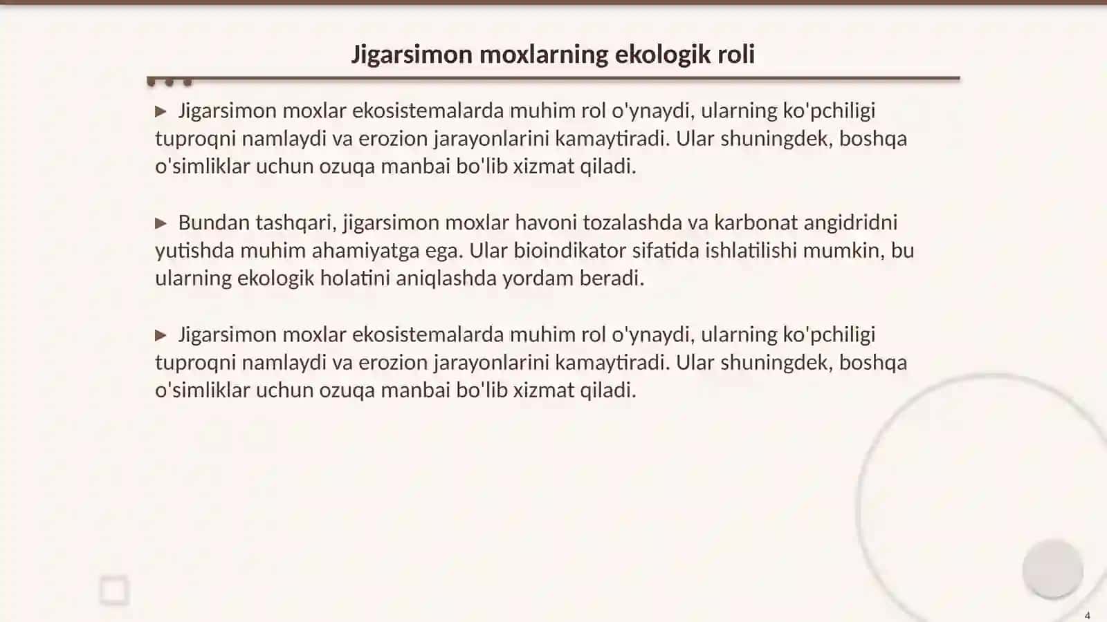 Jigarsimon moxlar sinfi, asosiy belgilari, marshansiyaning taraqqiyot sikli 4