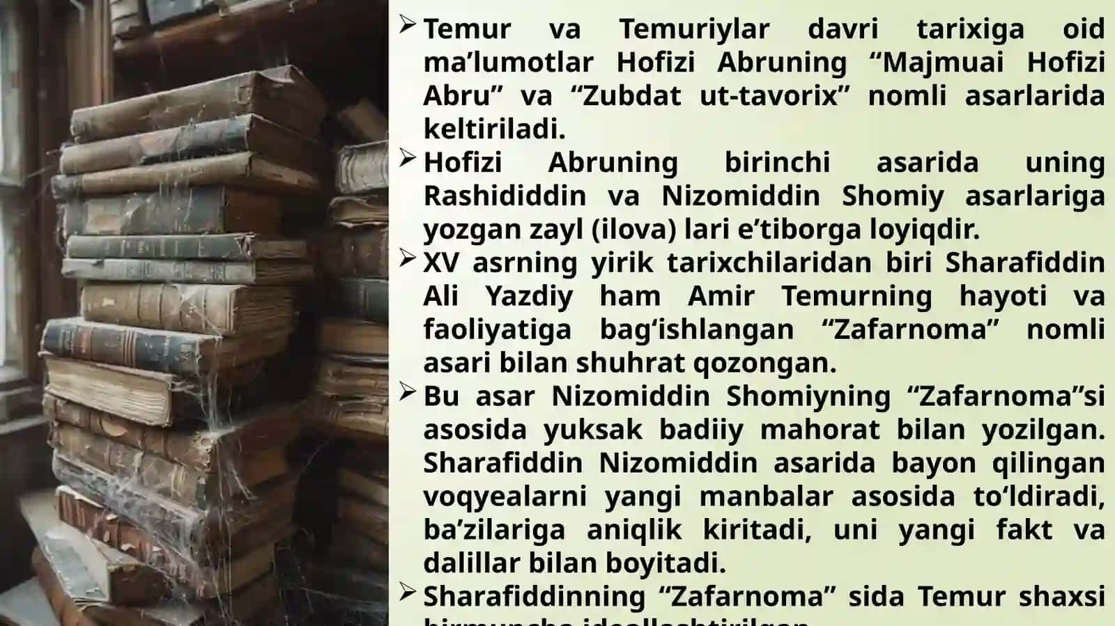 TЕMURIYLАR DАVRI TАRIХIGА ОID YOZMАMАNBАLАR 4