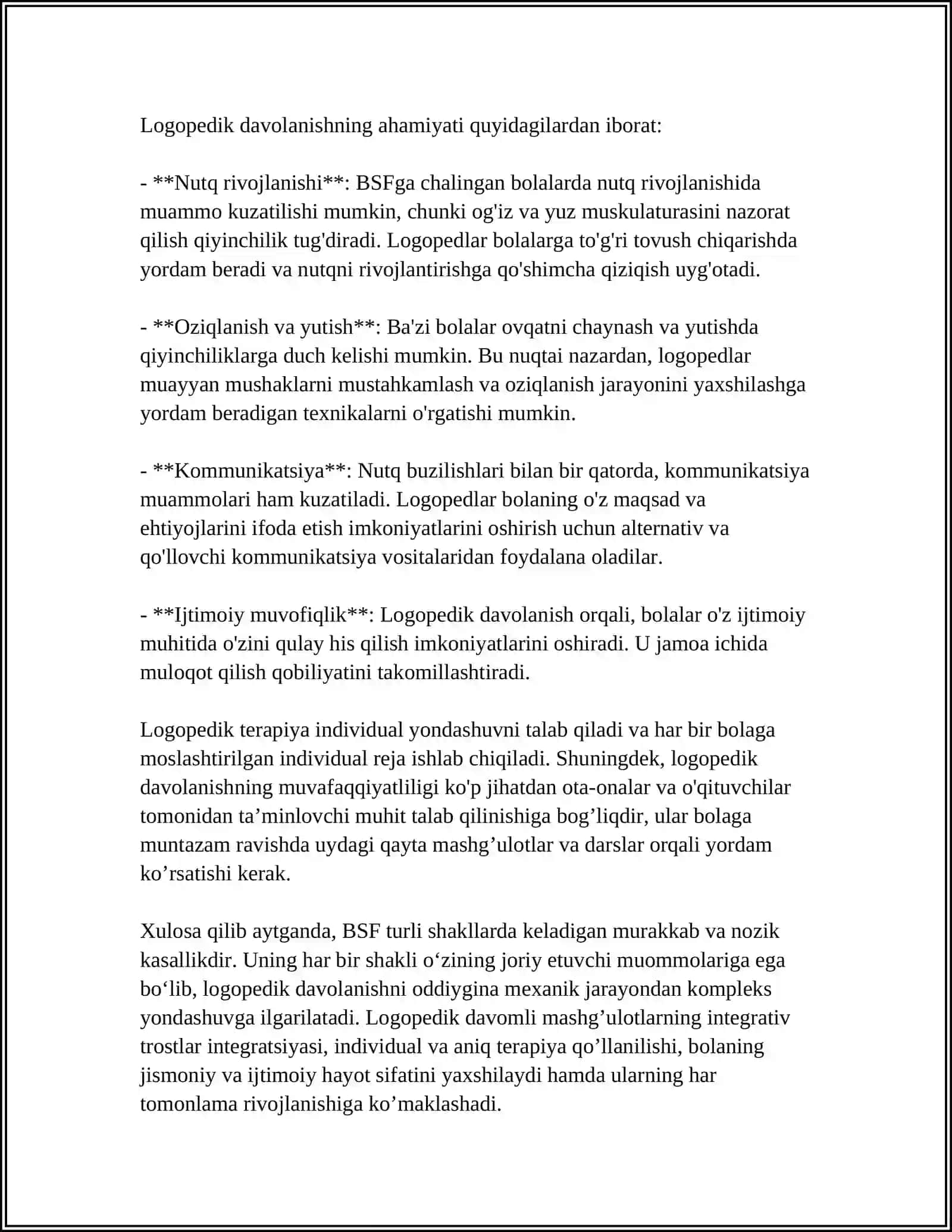 Bolalar serebral falajligiga ega bolanlarga logopedik yordam 4