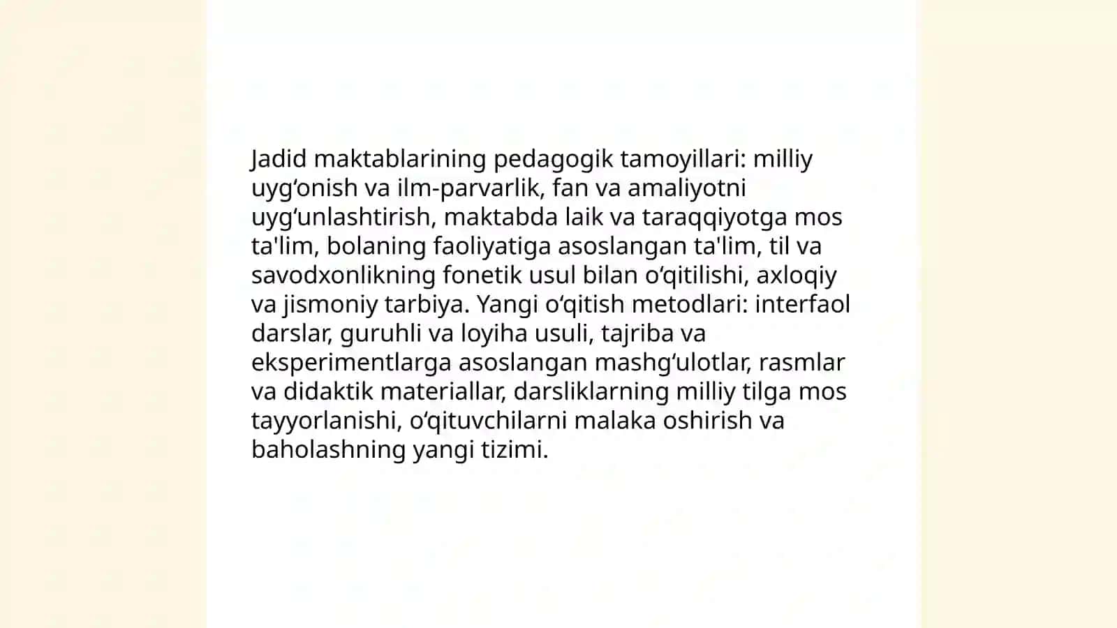 Jadid ma’rifatparvarlarining maktablar va maktab darsliklari yaratilishidagi xizmatlari 4